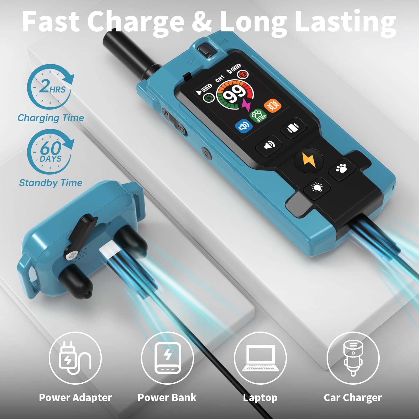 Frayo two-channel remote supports training two dogs simultaneously.