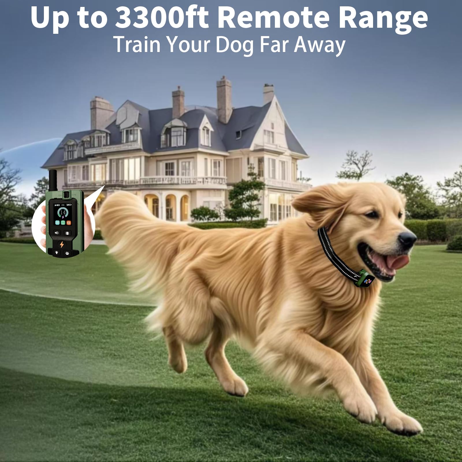 Frayo dog training collar remote 3300ft range demonstrates training across larger spaces.