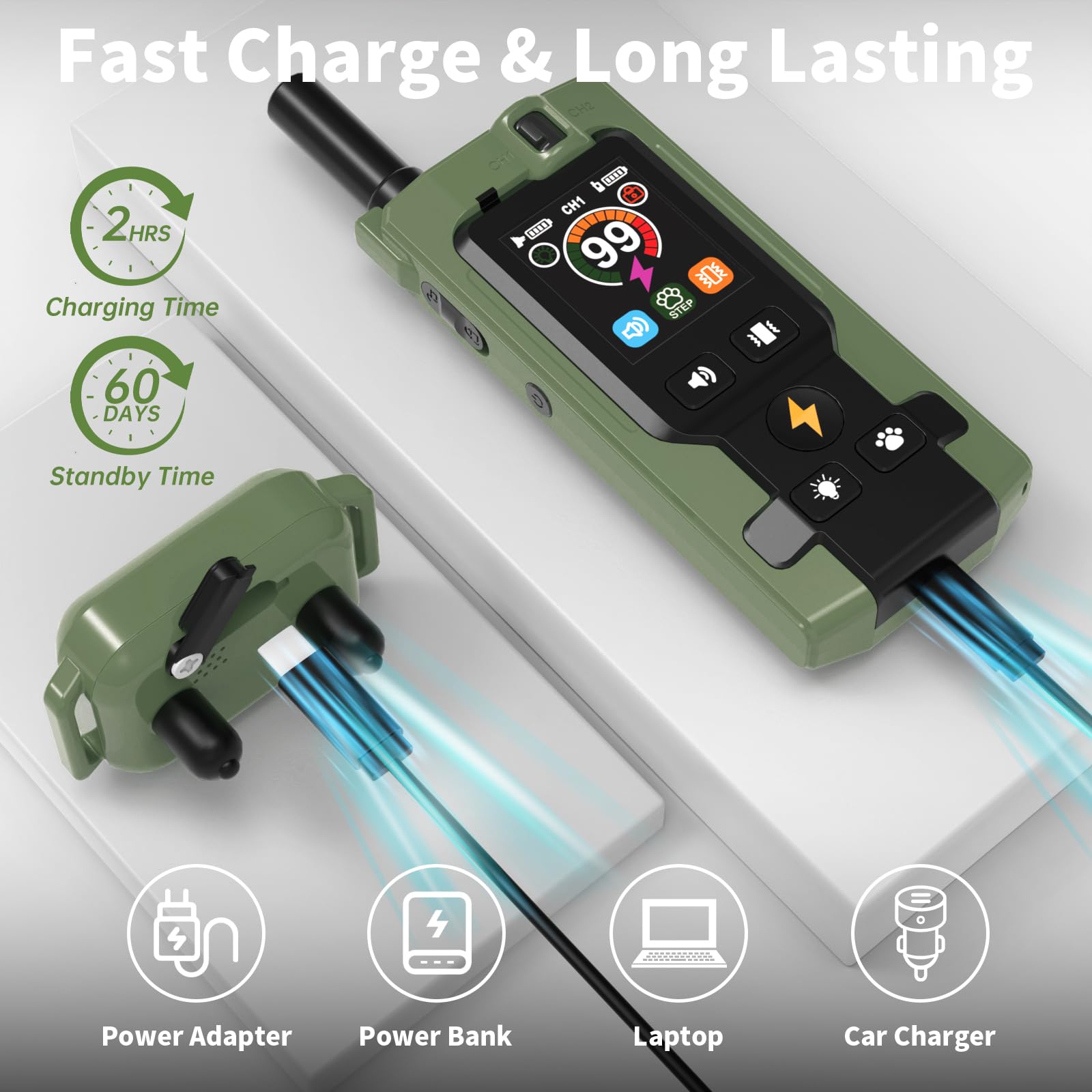 Frayo dog training collar remote adjustable-neck image shows comfortable fit for dogs 8-150 lbs.