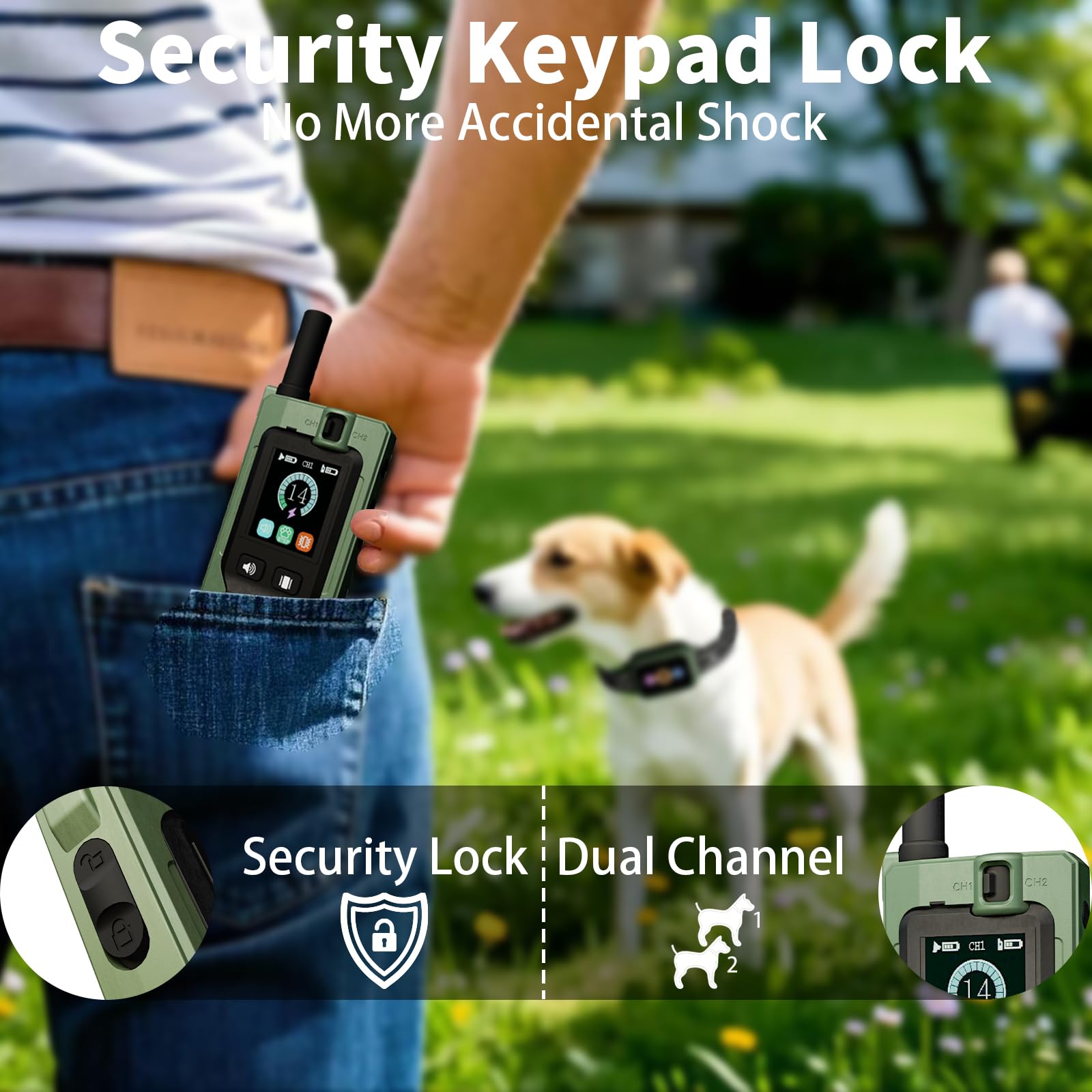 Frayo dog training collar remote ip67-waterproof image indicates durable weather resistance.