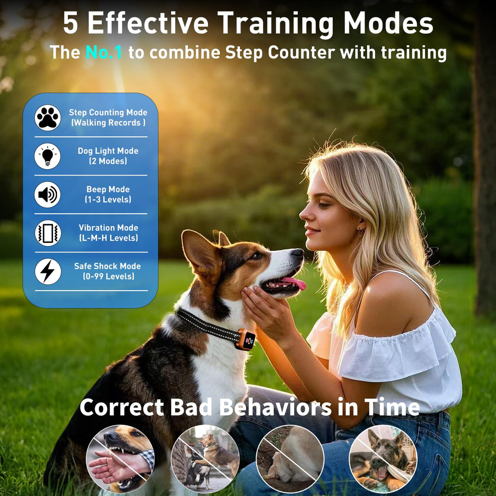 Frayo smart color screen display on collar for quick mode and activity view.