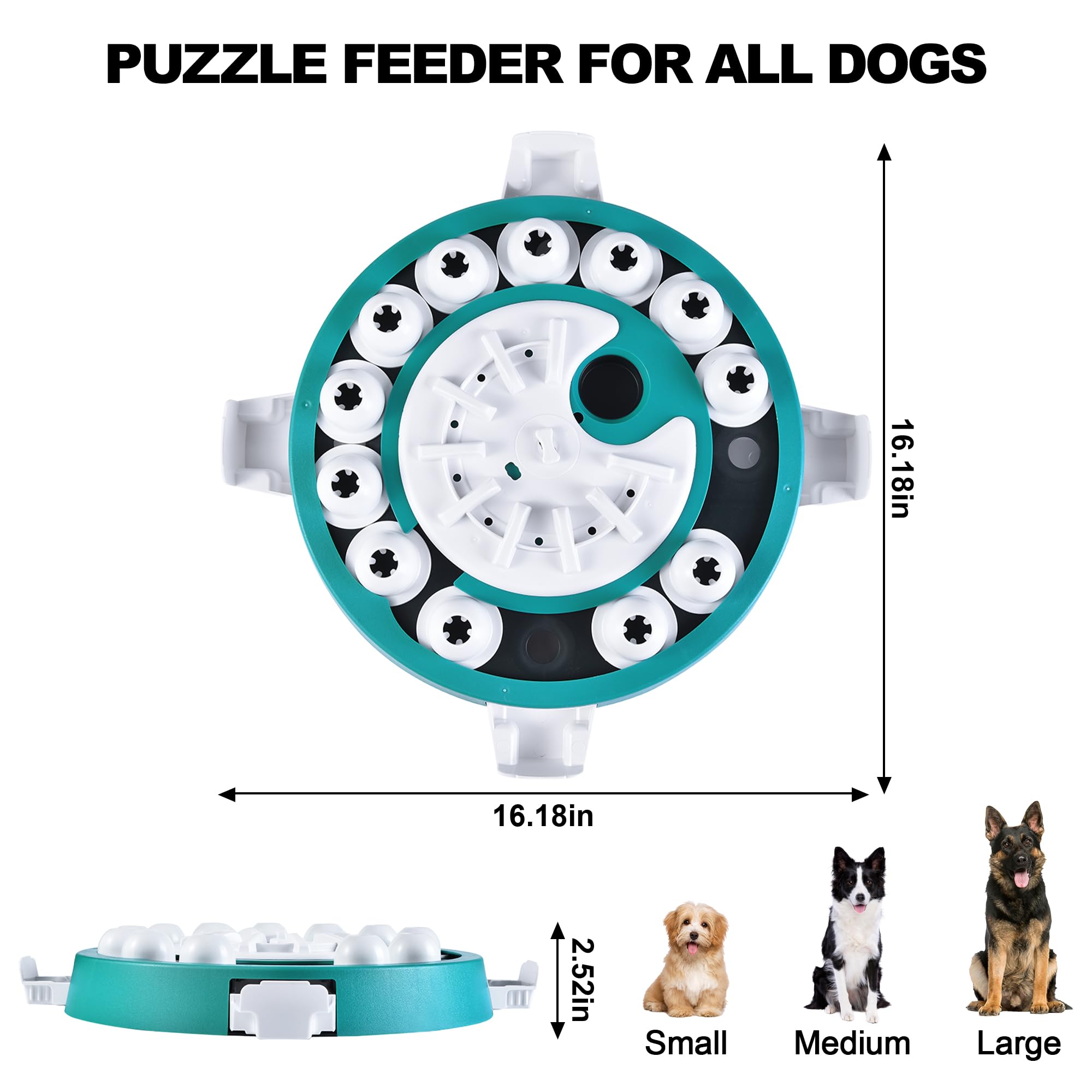 Freedoggi puzzle dimensions 16.18x16.18x2.52 inches perfect for all dogs.