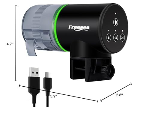 FREESEA control panel close-up emphasizes manual and automatic modes for flexible feeding