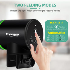 FREESEA aquarium feeder setup clamp demonstrates adjustable mounting for various tanks