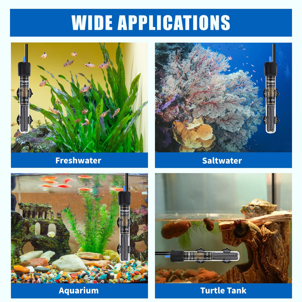 FREESEA heater power cord offers flexible placement around the tank for easy setup.