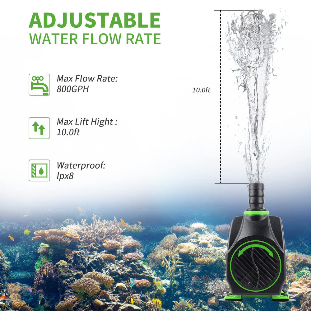 FREESEA fountain pump with 5ft tubing demonstrates flexible setup options