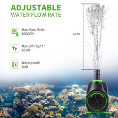 Freesea pump adjustable flow knob enables precise water control in small ponds.