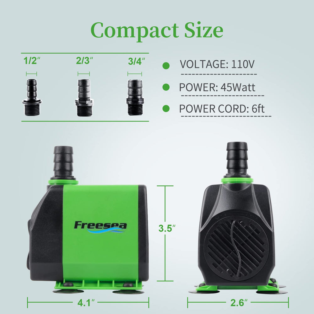 Freesea pump three nozzles attachments offer versatile spray patterns for features.