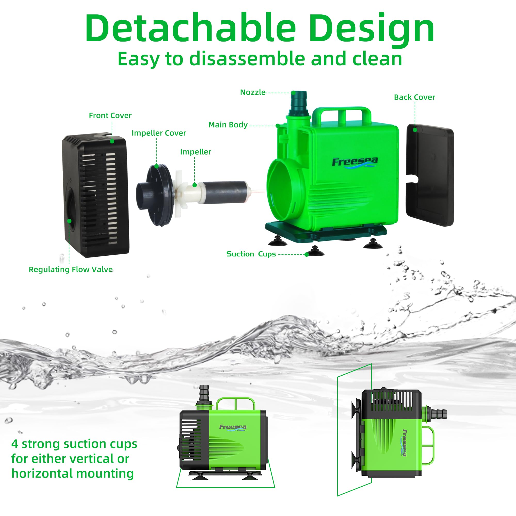 FREESEA waterfall pump during installation for a versatile setup