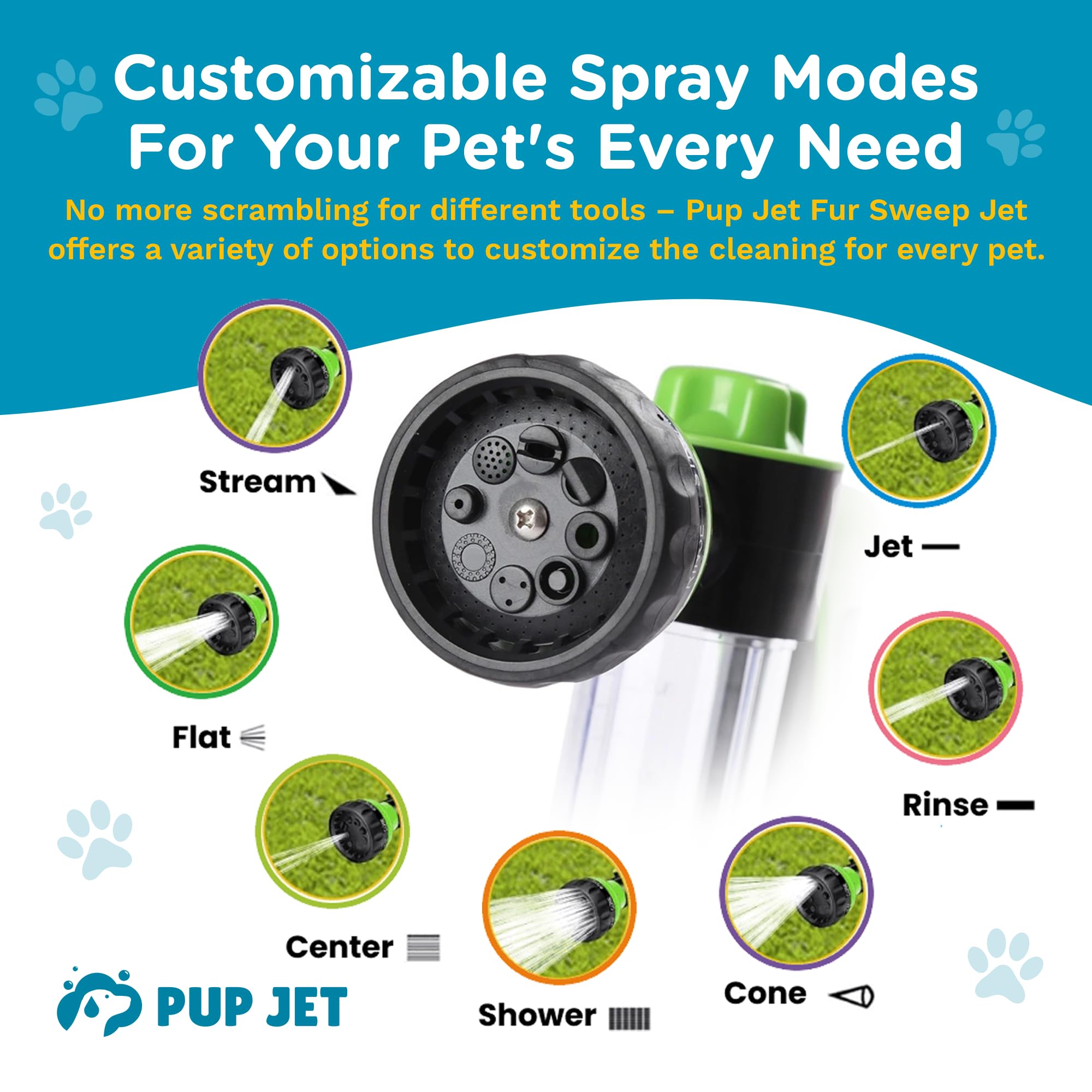 FREEZE2TRIM Pup Jet built-in soap dispenser enables effortless baths.