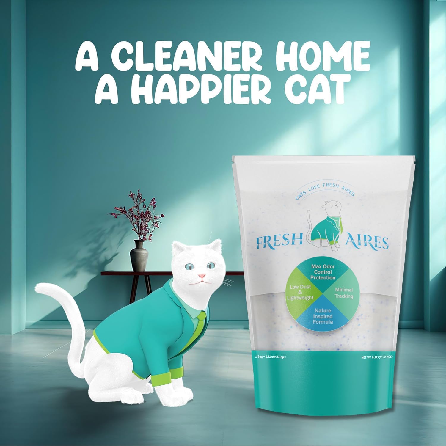 Fresh Aires Silica Crystal Cat Litter kittens using litter box shows suitability for young cats