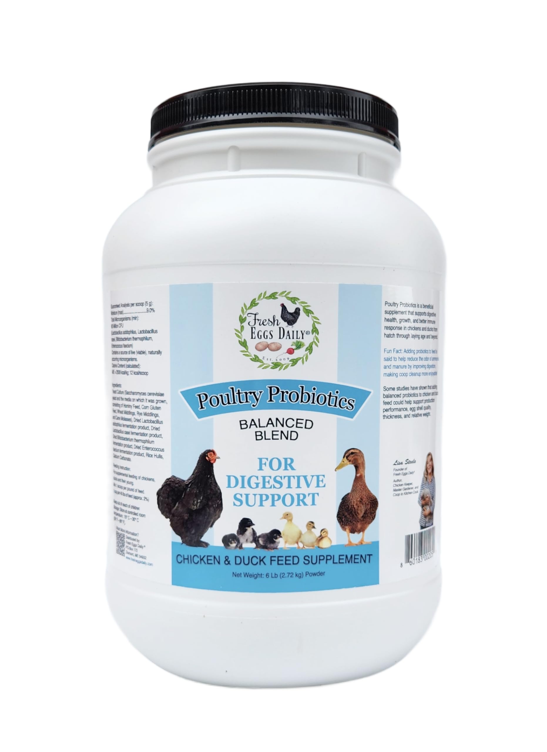 Fresh Eggs Daily Poultry Probiotics bag 6lb ready for easy feeding and probiotic delivery.