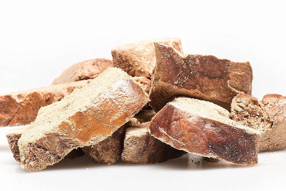 Fresh Is Best duck livers freeze-dried closeup—rich texture that pets find appealing during training.