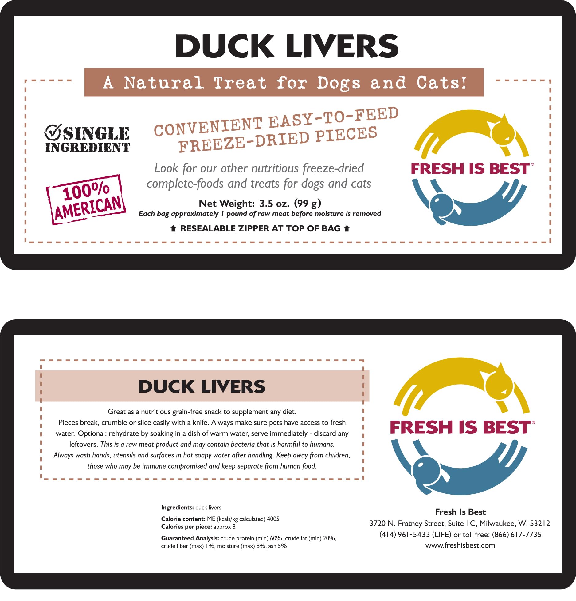 Fresh Is Best duck livers freeze-dried serving bowl—great as a daily reward and quick snack.