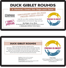 Fresh Is Best freeze-dried duck giblets bites—high-protein training snack