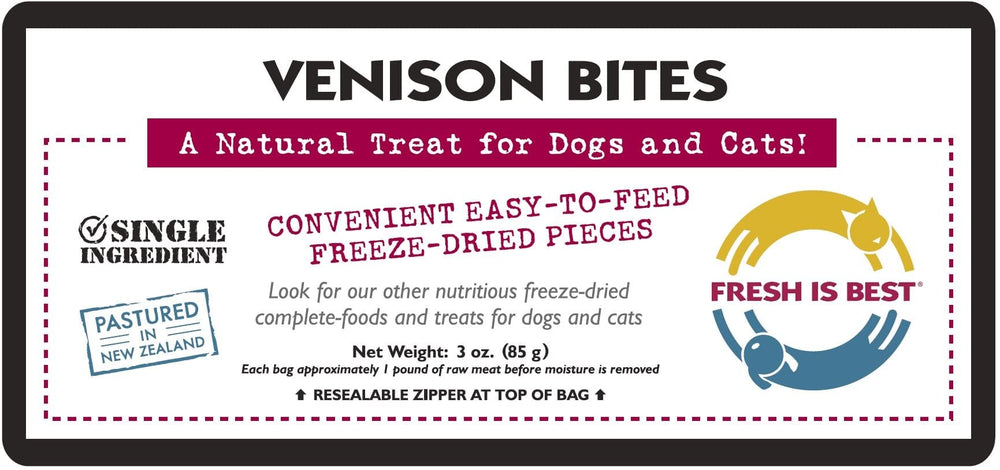 Fresh Is Best Venison Bites made in the USA, Milwaukee, highlighting American-made quality.