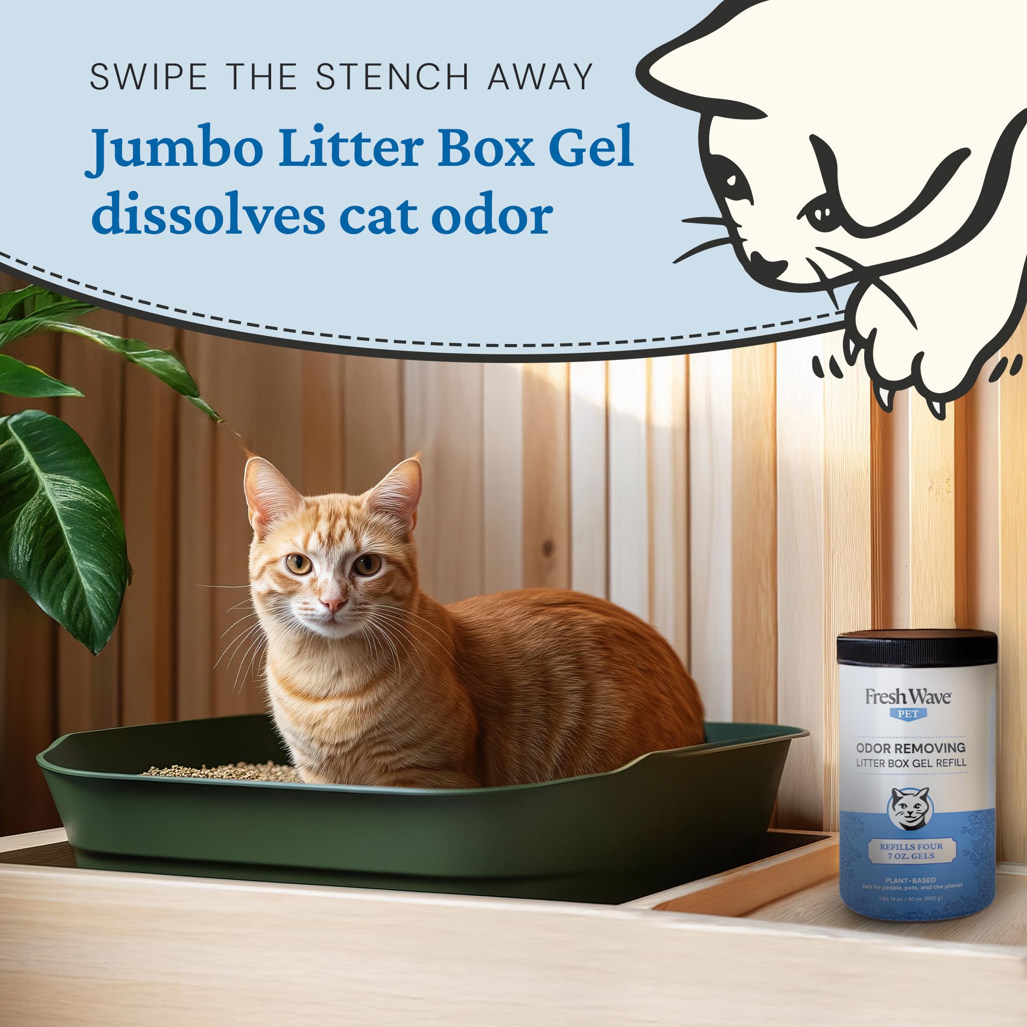Fresh Wave packaging highlights pet friendly odor control option