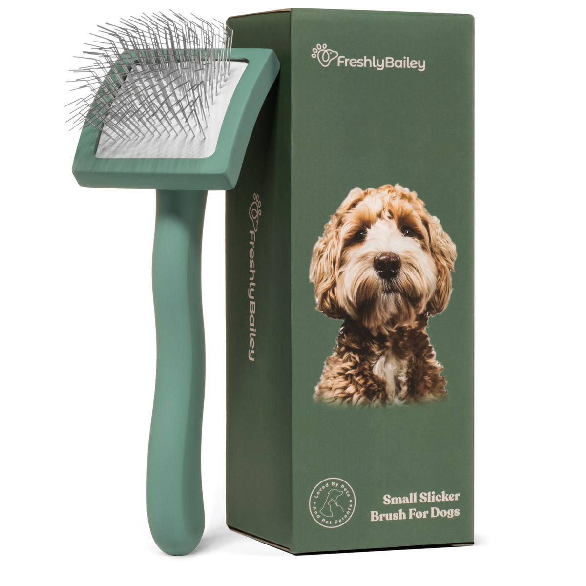 Freshly Bailey Doodle Brush mats-undercoat removes loose hair to prevent matting
