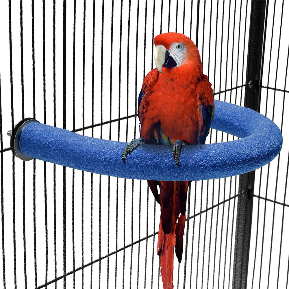 FrgKbTm U Shape Parrot Perch blue on cage for claws grinding and balance.