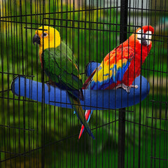 FrgKbTm Parrot perch blue mounted securely for space-saving cage setup.