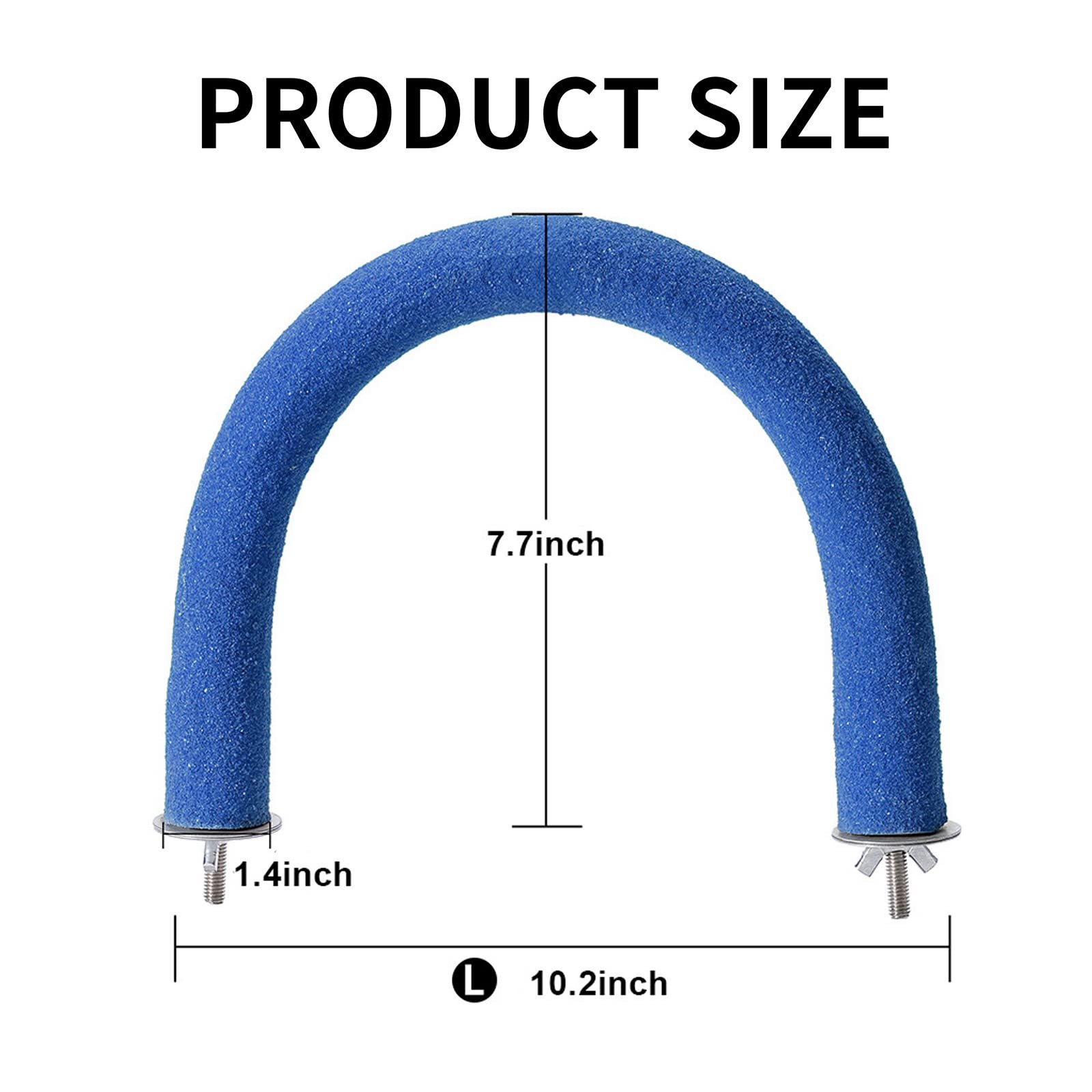 FrgKbTm U Shape Parrot Perch blue securely mounted on cage.