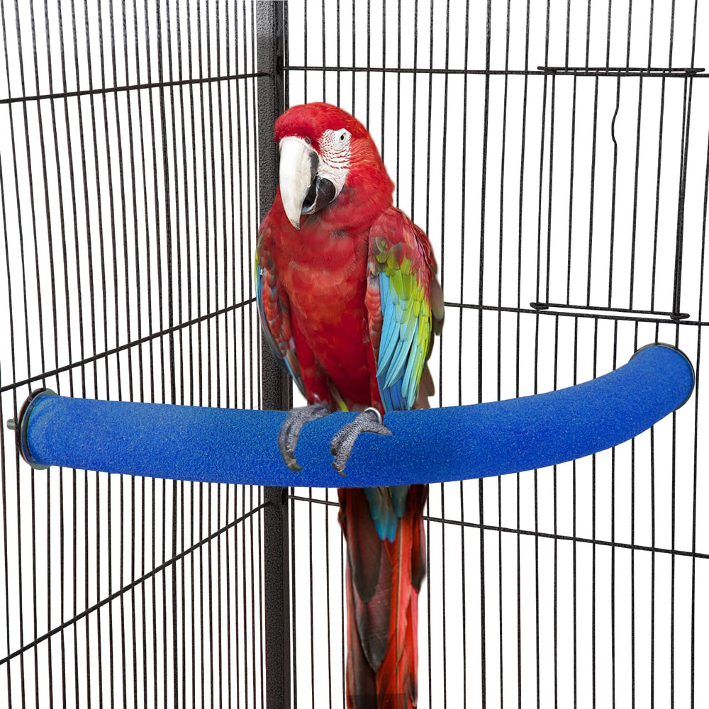 FrgKbTm U Shape Parrot Perch Blue Corner closeup highlights textured surface for bird exercise