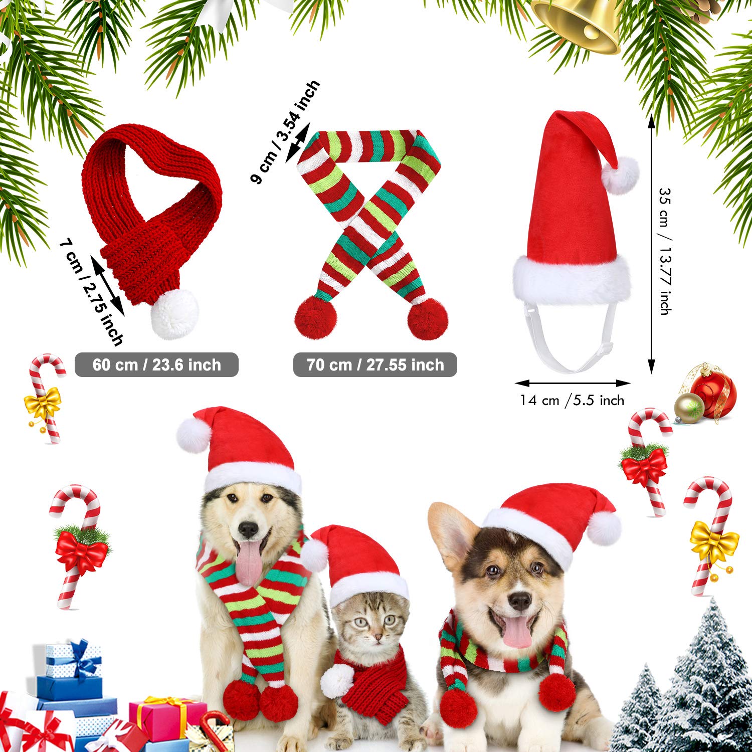 Frienda Christmas dog hat cotton-filled for comfy warmth in photos.