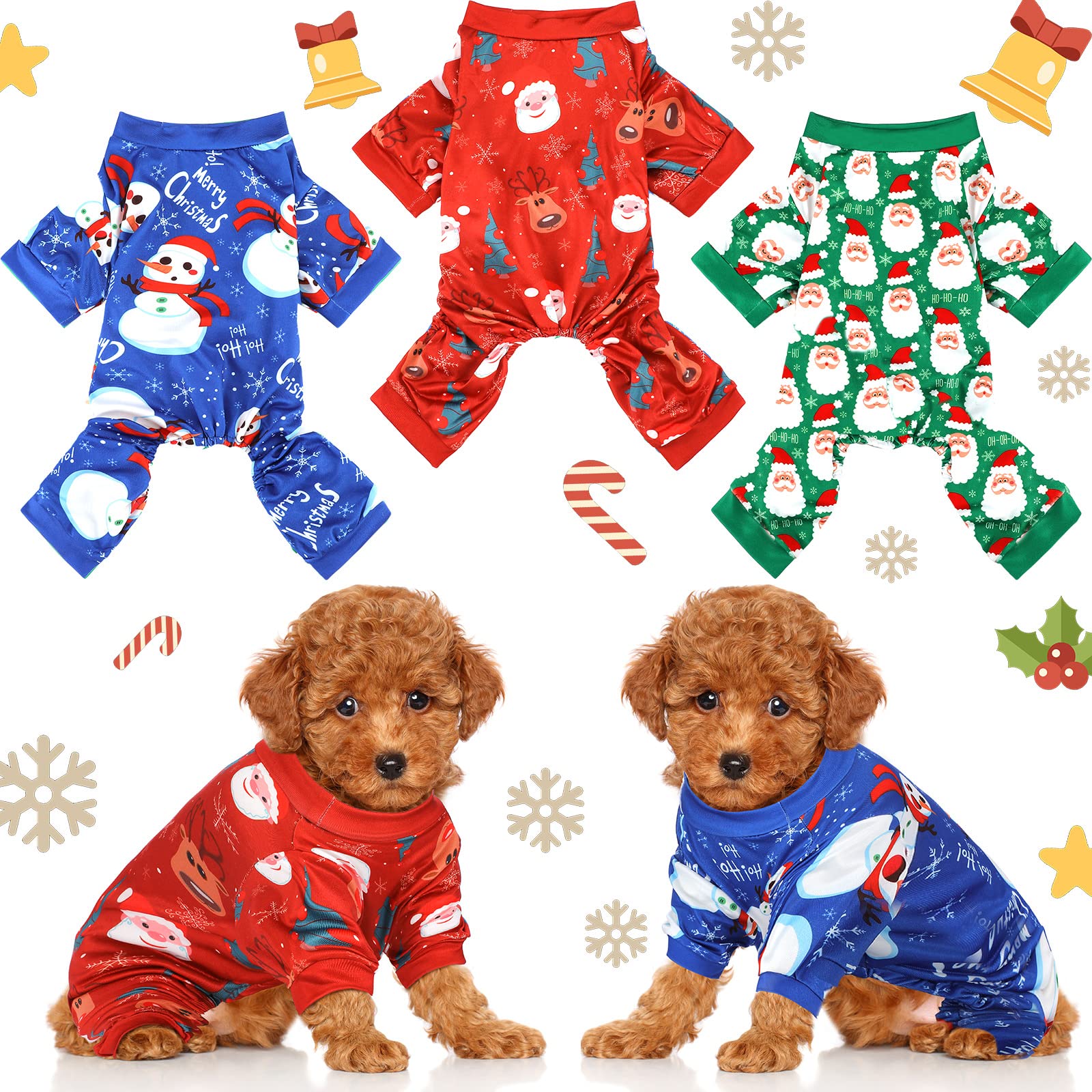 Frienda Christmas dog pajamas Santa jumpsuit for festive photos