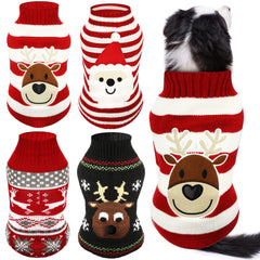 Frienda Christmas dog sweaters Santa pattern knit fabric for festive photos and warmth.