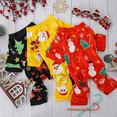 Frienda pijama para perro navidad muñeco de nieve frontal, tejido suave para juego cómodo.