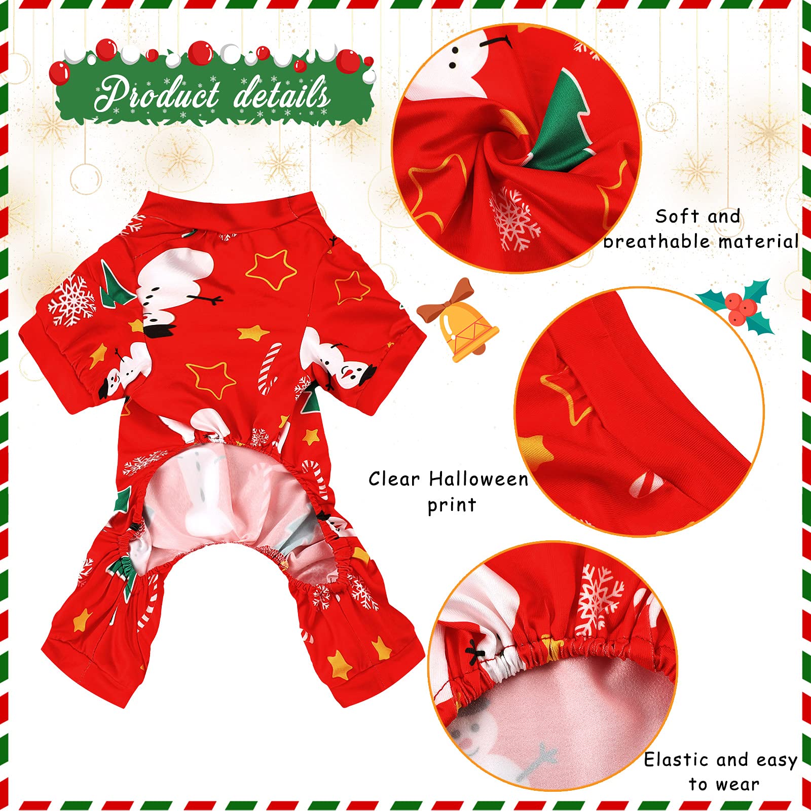 Frienda pijama para perro navidad Santa trasera, diseño festivo para fotos.