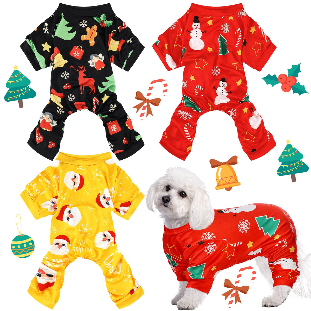 Frienda pijama para perro navidad Santa frontal, mantiene calor suave y cómodo.
