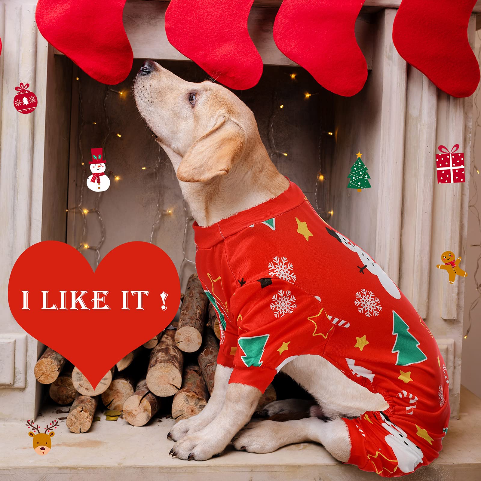 Frienda pijama para perro navidad tela suave trasero, fácil de vestir y quitar.