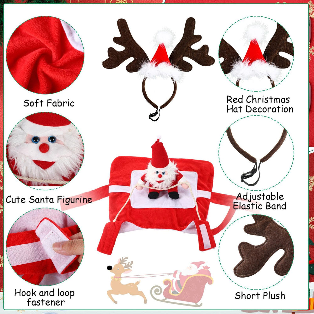 Frienda Santa dog costume back view highlights secure, easy-on features.