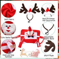 Frienda Santa dog costume back view highlights secure, easy-on features.