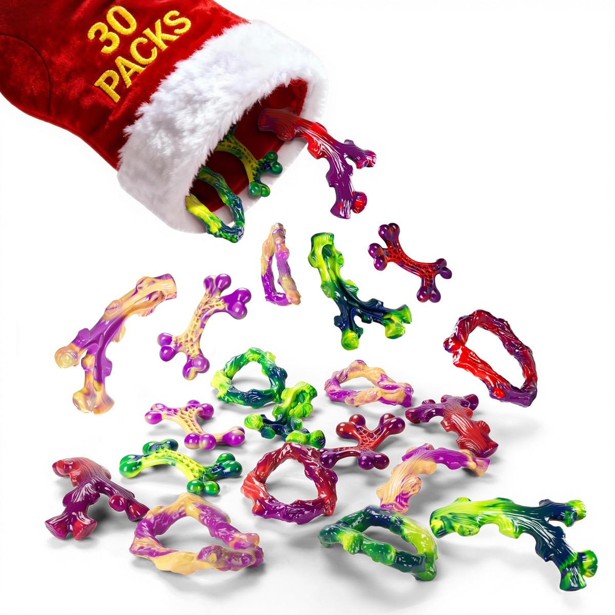 Frienhund 30-pack dog toys packaged for gifting and versatile play.
