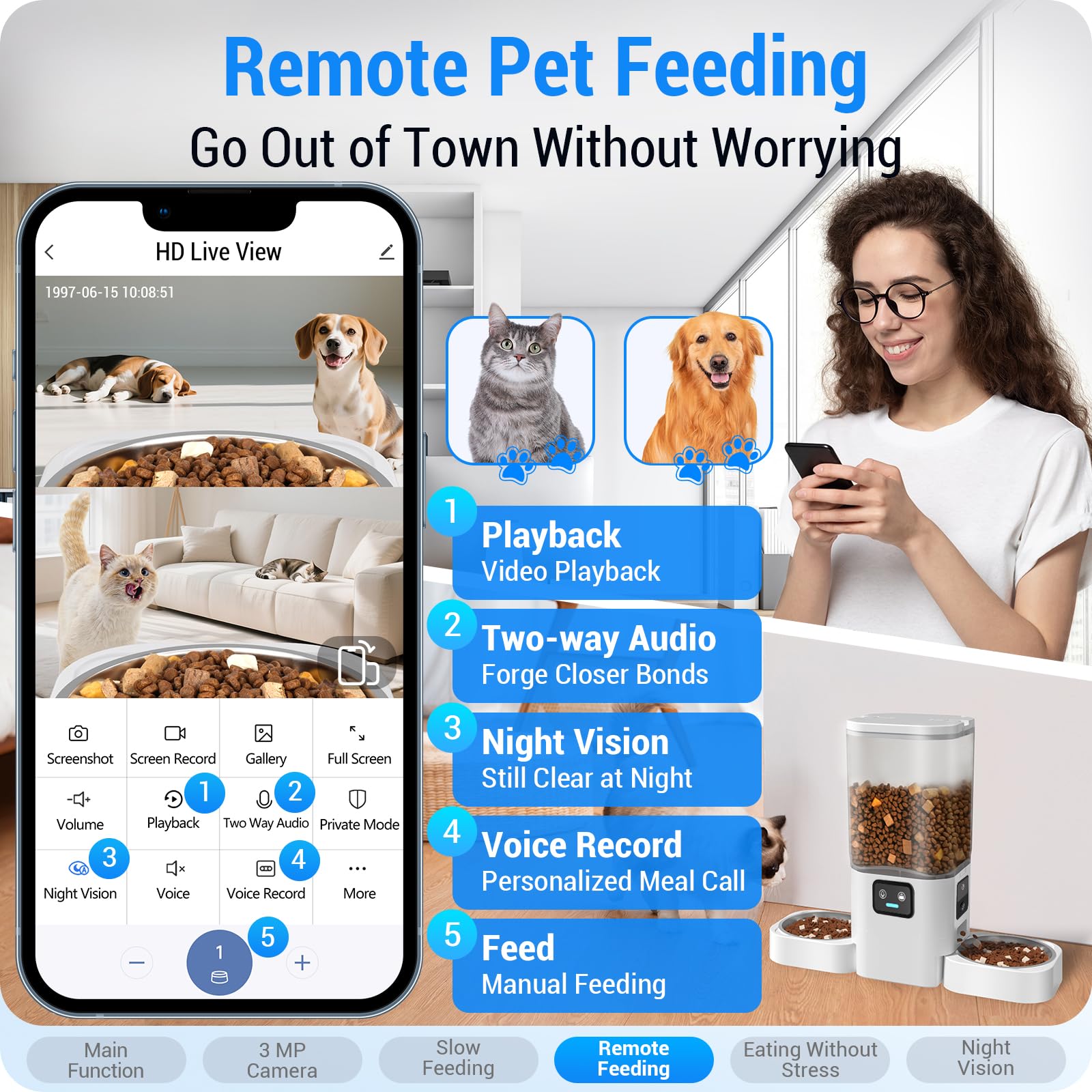 Frienhund 360° transparent food tank lets you see remaining food.
