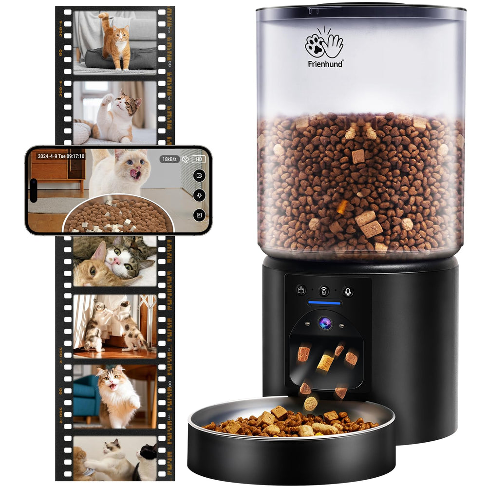 Frienhund 5L automatic cat feeder front view for easy meal scheduling at home.