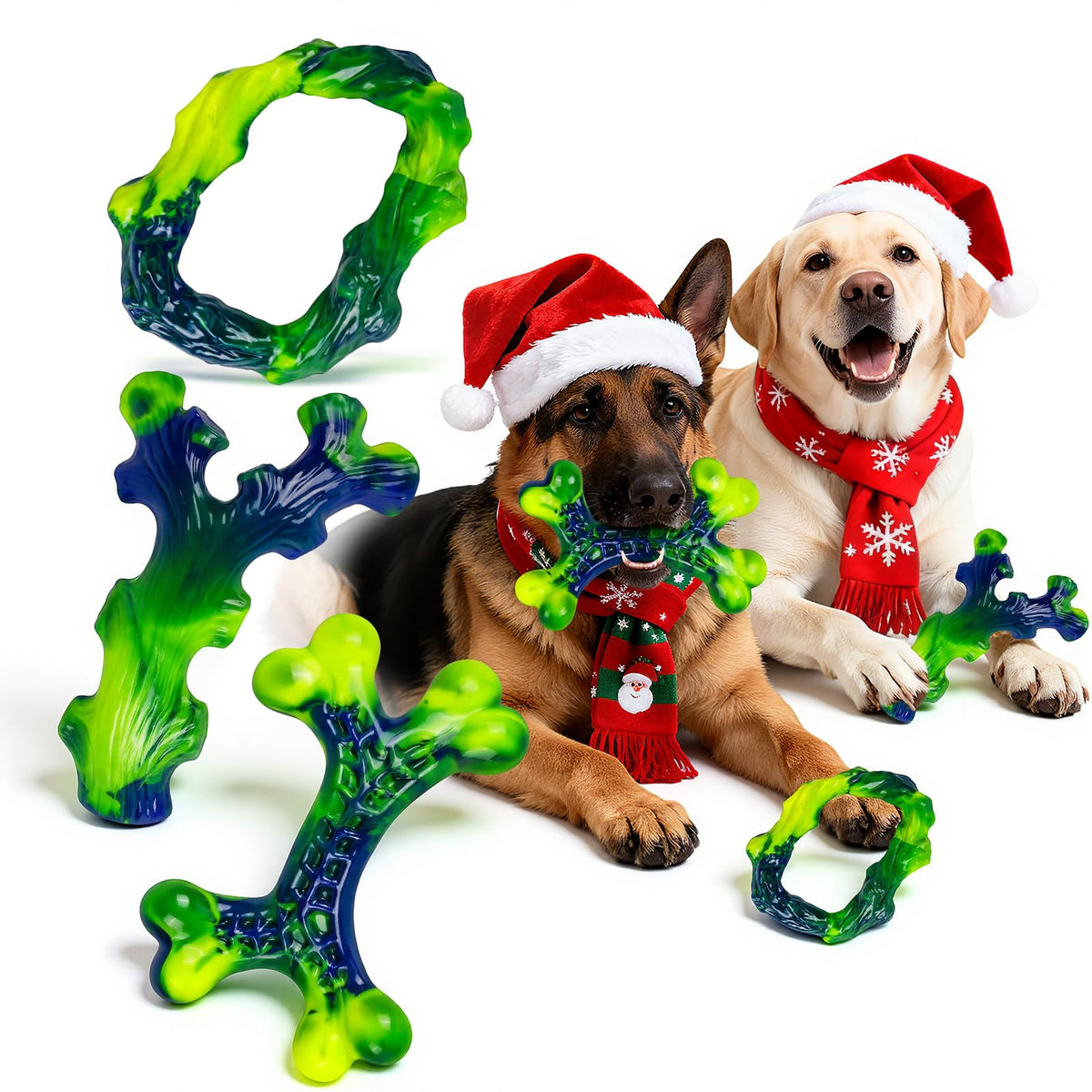 Frienhund 6-pack indestructible nylon dog toys for large breeds provide lasting chew entertainment.