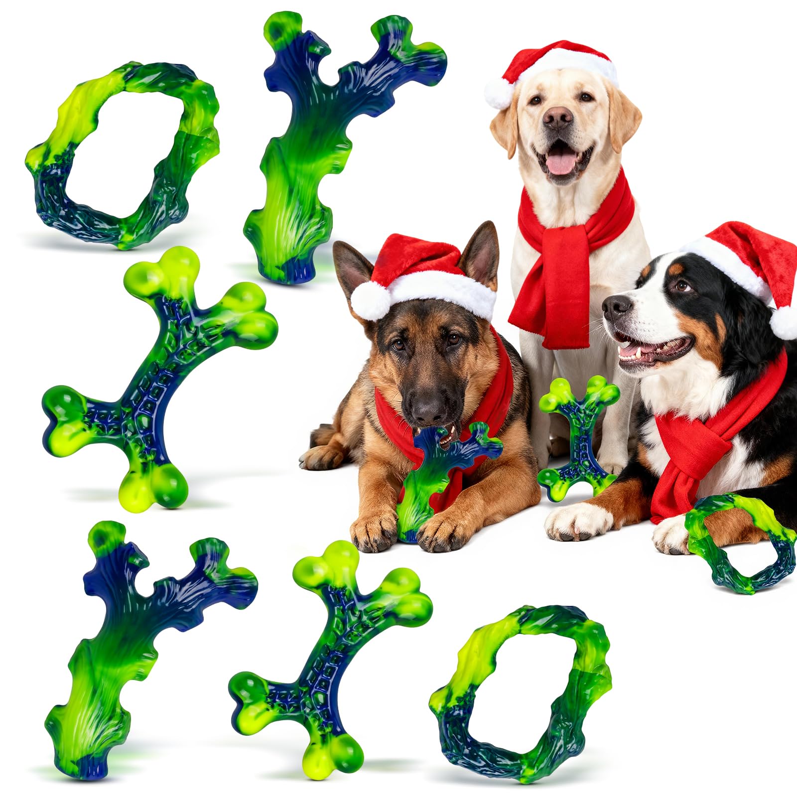 Frienhund 9-pack large dog toy set demonstrates durable chewing for power chewers.