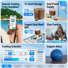 Frienhund automatic cat feeder dual bowls set for two cats