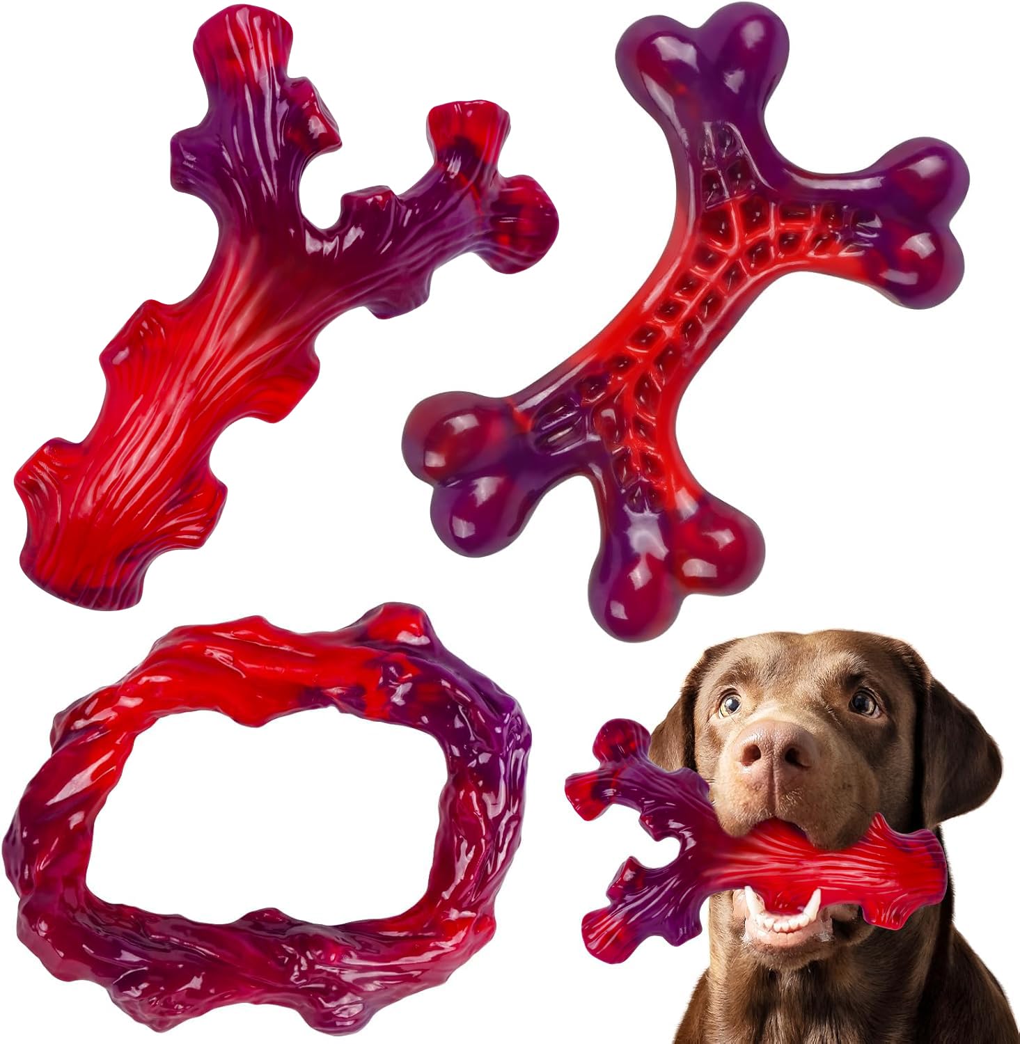Frienhund indestructible chew bones back-slot for snack-filled play.
