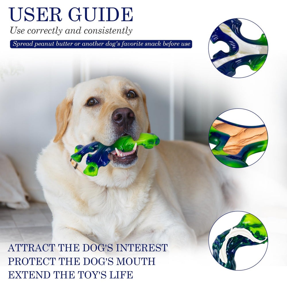 Frienhund indestructible nylon chew toy in use — helps reduce boredom during solo play.