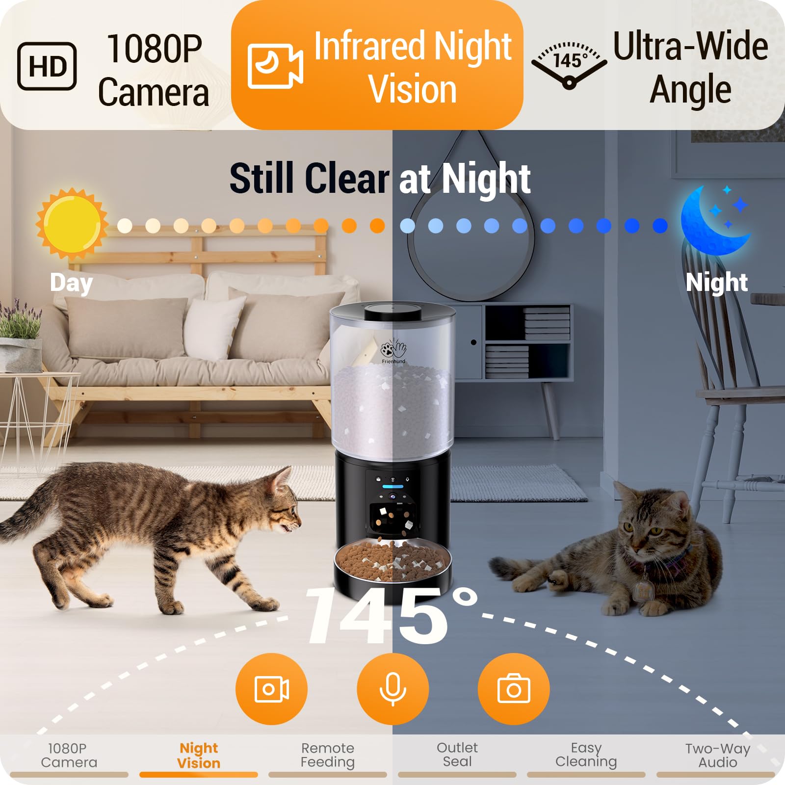 Frienhund night vision setup image for clear viewing during nighttime feeding.