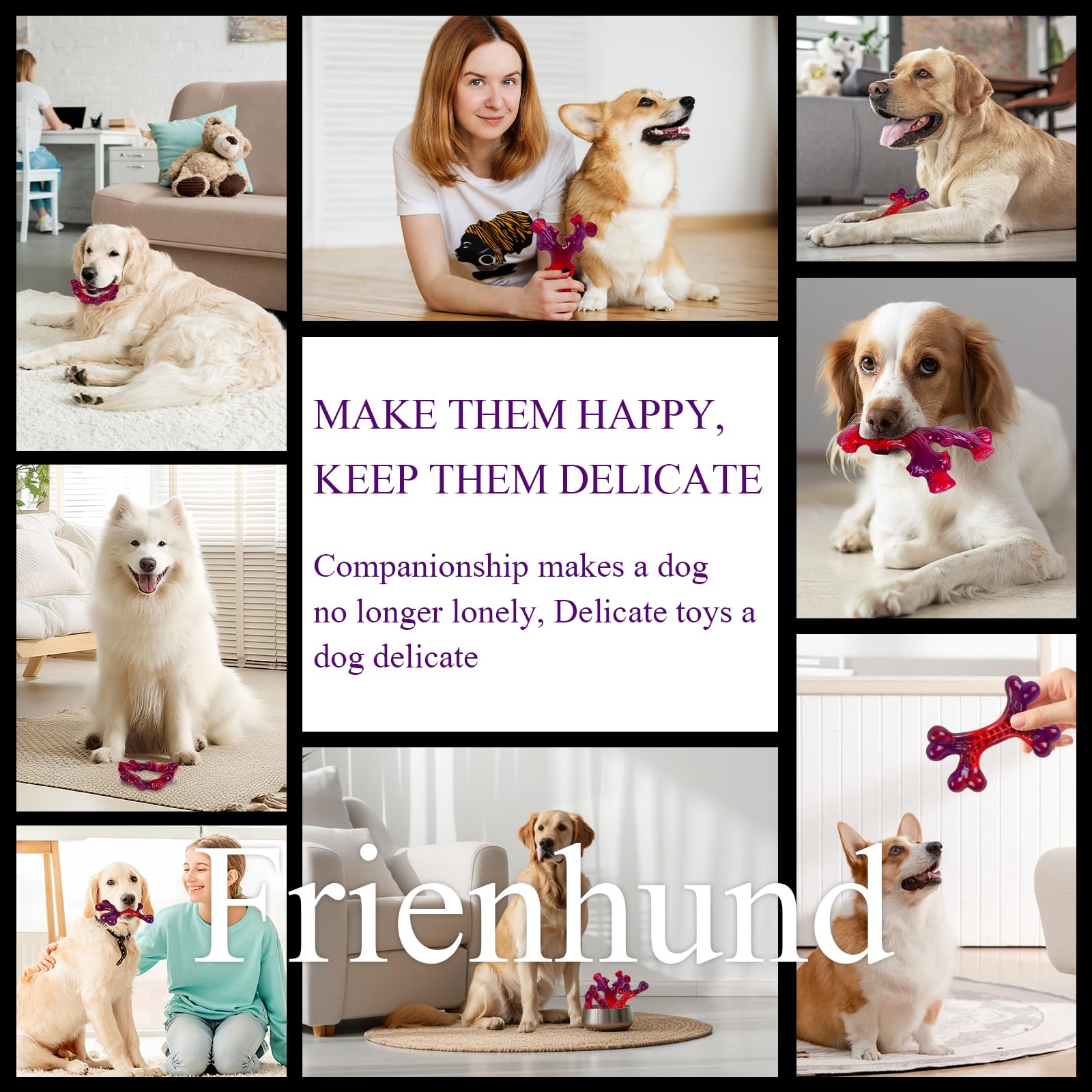 Frienhund oral hygiene chew toy supports teeth-cleaning during play.