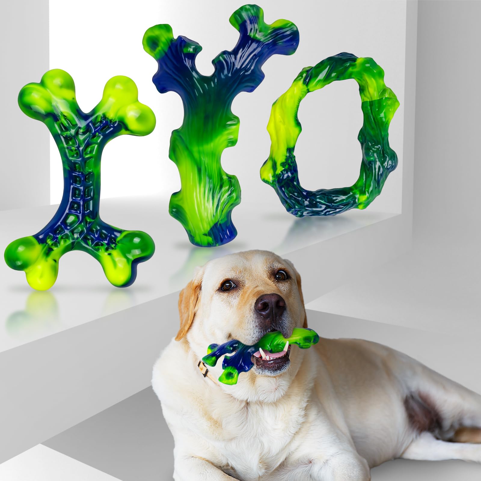 Frienhund peanut-butter flavored chew toy appeals to power chewers during solo or family play.