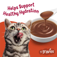Friskies Lil' Gravies easy-open-pouch for mess-free feeding.