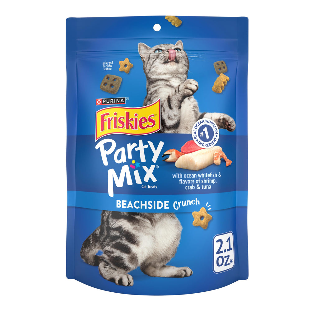 Friskies Beachside Crunch, bocadillos para gatos, recompensa durante el juego.