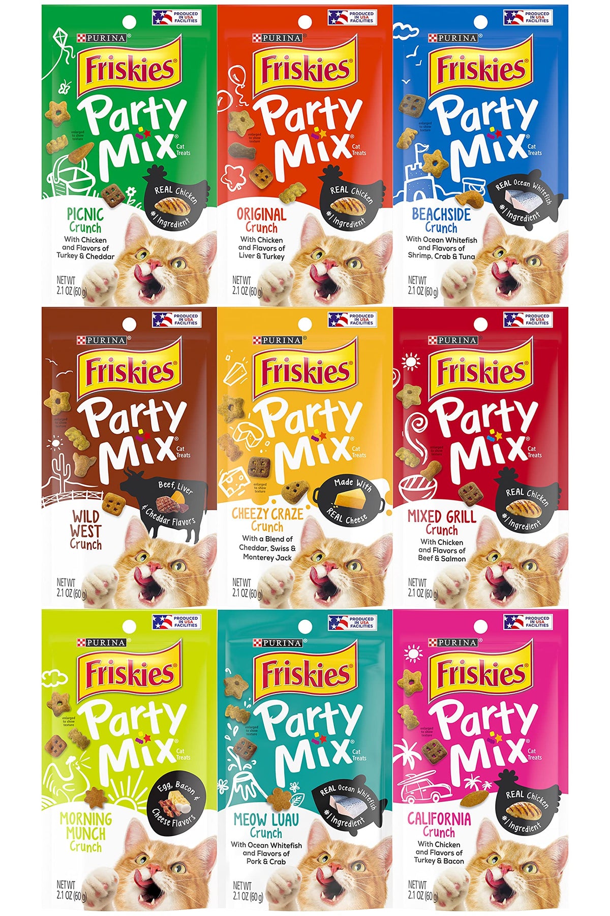 Friskies Party Mix Crunch Wild West treat shows crunchy texture aiding teeth cleaning
