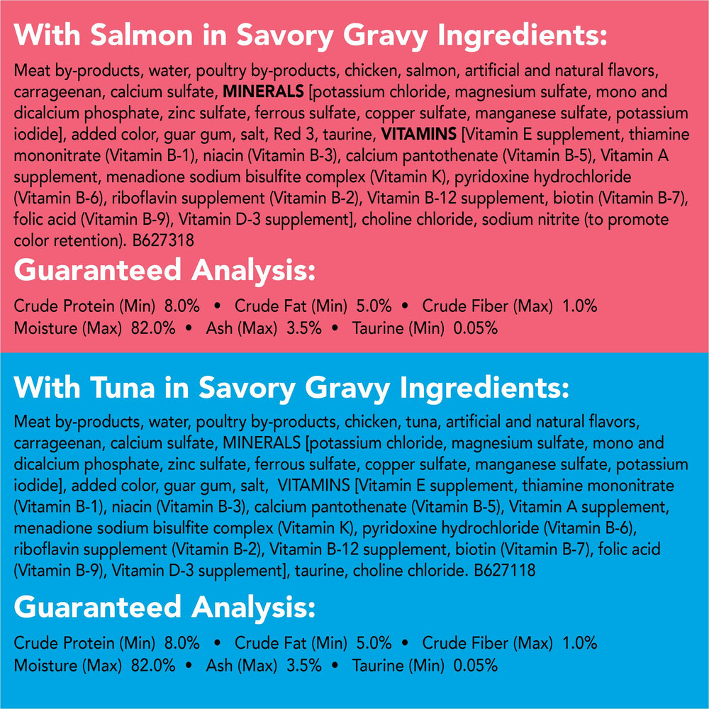 Friskies pate tuna cans offer ocean flavors in a silky pate consistency.
